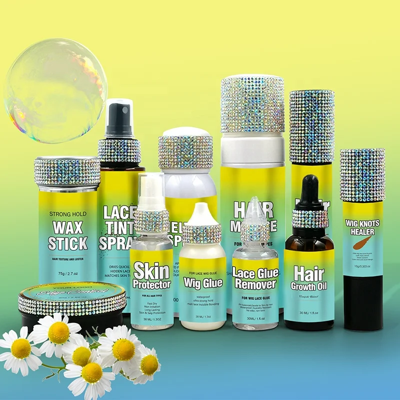 Private Label Strong Hold Wig Glue Frontal Wig Bond Adhesive Lace Glue Remover Skin Protector Wax Stick Melting Spray Lace Tint