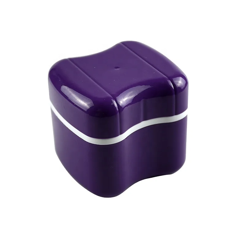 2022 Plastic denture box cleaning box dental retainer container denture storage box with net