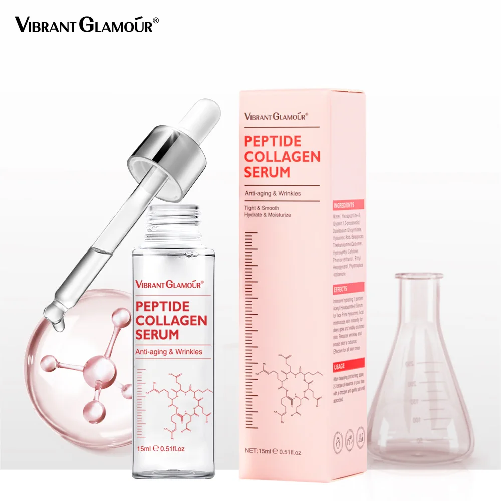 VIBRANT GLAMOUR 15ml Peptide Collagen Face Serum Anti-aging Anti-wrinkle Six Peptides Face Serum
