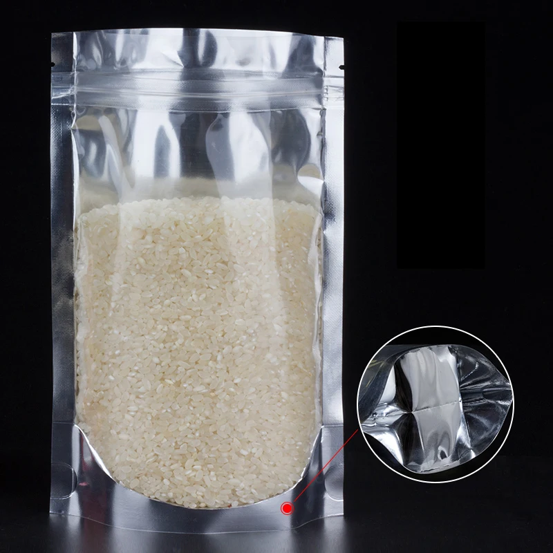 
Custom Wholesale Ziplock Aluminum Foil Cookie Food Front Clear Stand Up Mylar Bags 