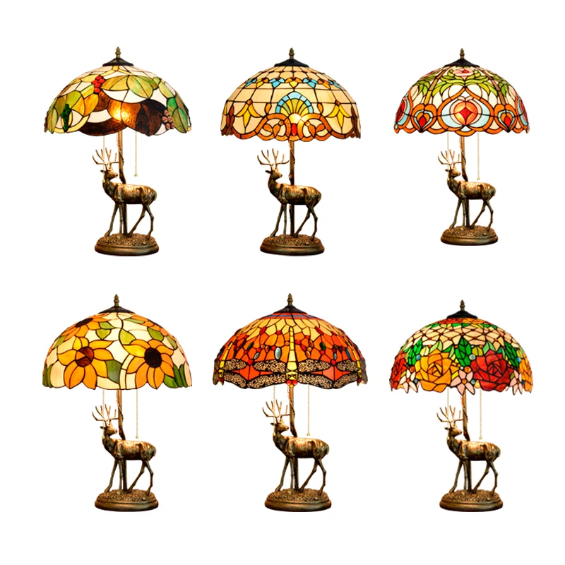 
Stained Glass Table Lamplampara De Mesa Lamp Tifany Style Stain Light Animal 40Cm Elk Lighting Factory Wholesale Tiffany Lamps 