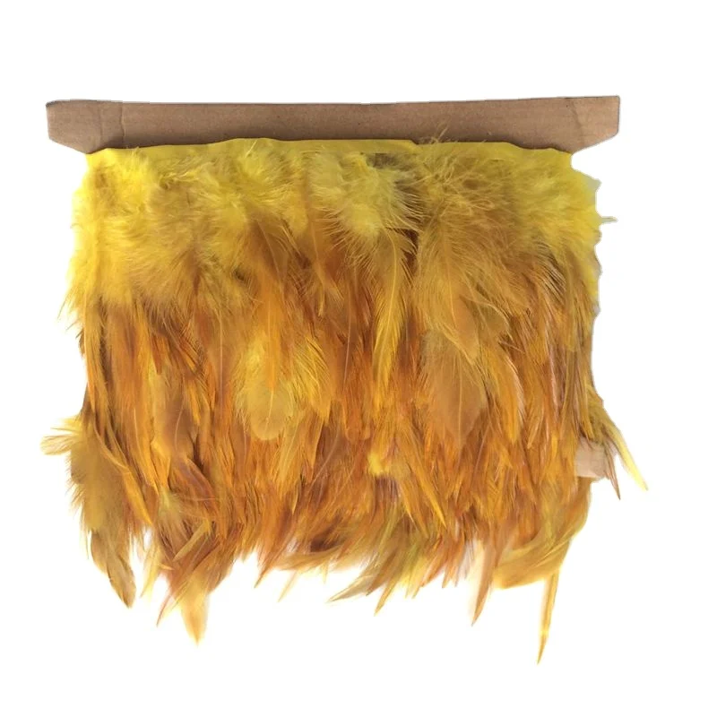 wholesale dyed mango yellow Rooster Feather trimming for dresses