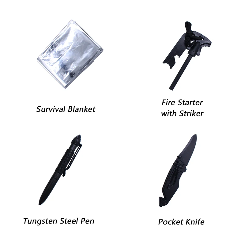 
Manufacturer Waterproof Rescue Gear Survival Tool Kit with Folding Knife 
