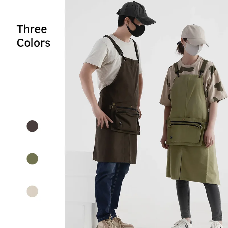 New Kitchen Household Organizer 100% Cotton Canvas Waterproof And Oil Proof Picnic Baking Apron With Pocket And Adjustable Strap