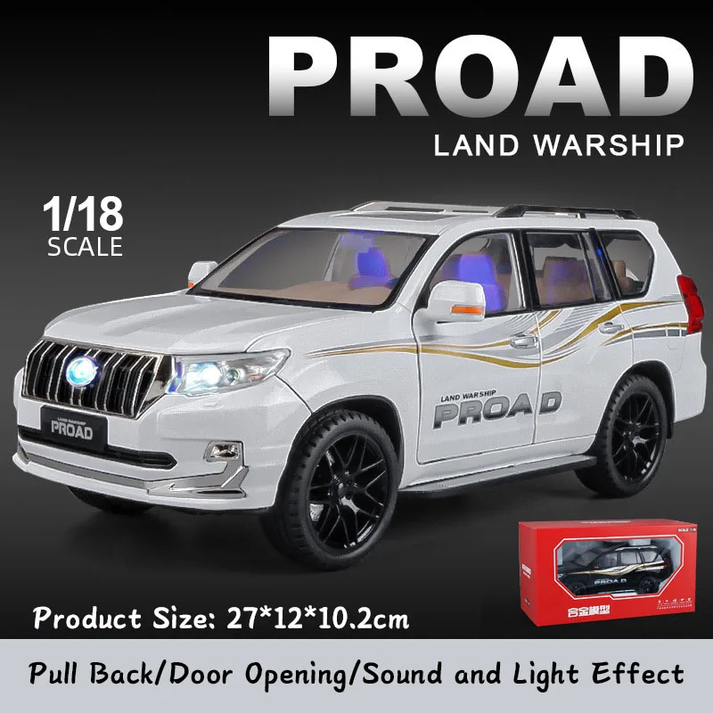 2022 Amazon Hot Sale Die Cast Model Cars 1:18 Prado Alloy Metal Car Model 6 Opening Doors Pullback Diecast Model Car