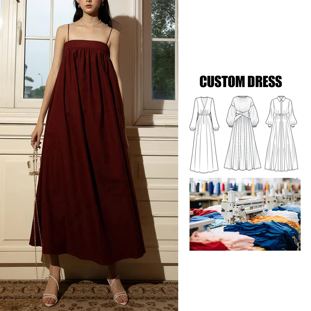 Custom wholesale 2024 OEM Elegant Fashion Sling Loose Velvet Women Casual Midi Dress
