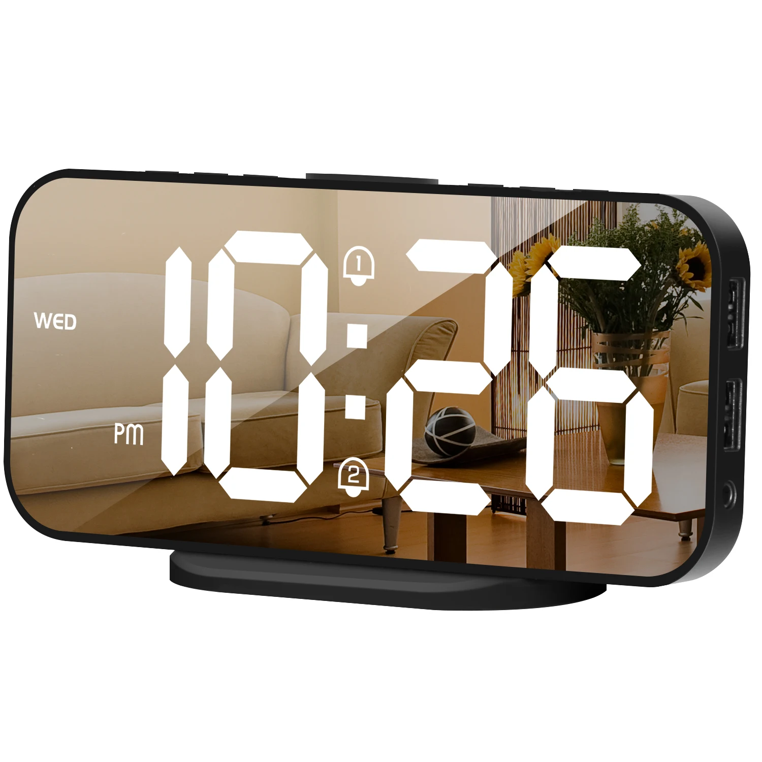 Digital Alarm Clock with 2 Alarms Snooze Desk Table Clock Night Mode USB Electronic LED Wall Clock