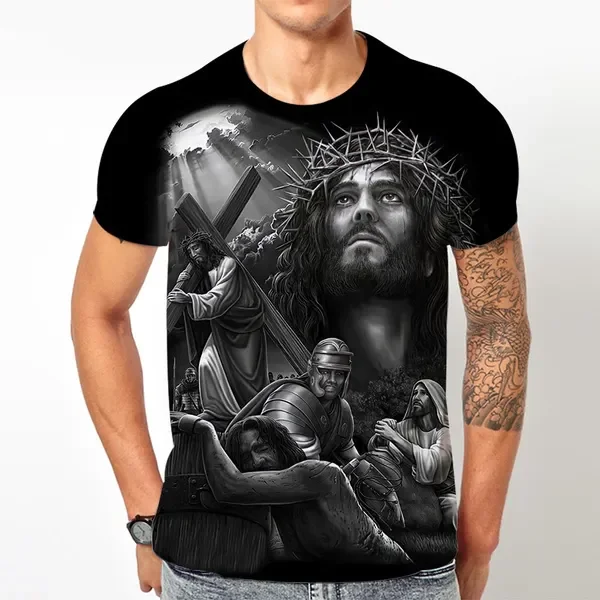 Free Shipping Wholesale Religious Virgin Mary T-shirts Clothing Custom Jesus Christ T Shirt With Cheap Price