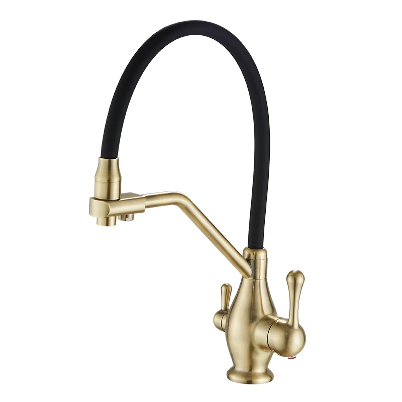 Popular pure water double handle faucet brass kitchen faucet