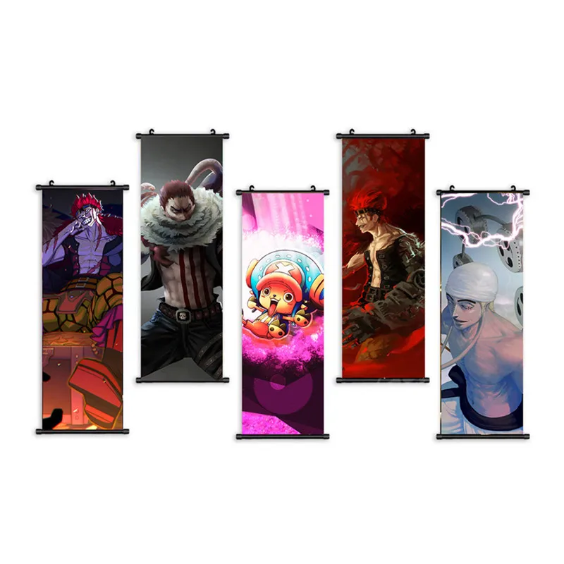 25x75CM HD printing straw hat pirates canvas Luffy One pieces scroll poster