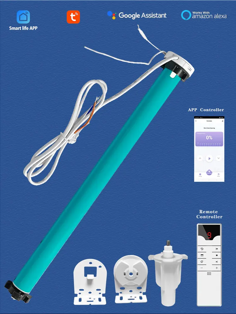 Tuya WiFi Smart Curtains Roller Shade Blinds Motor for 38mm Tube Smart Life App Alexa Google Home Voice Remote Control