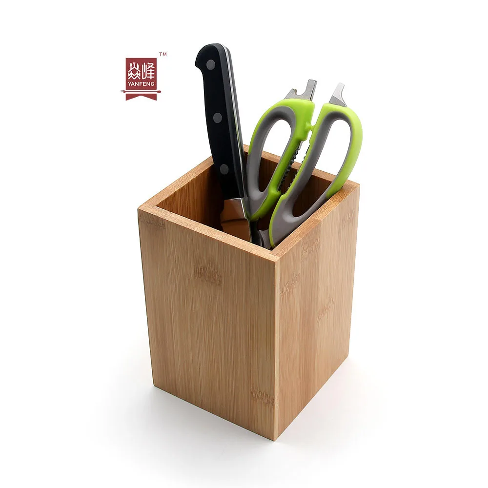 YF Eco-friendly bamboo utensil holder tableware organizer square bamboo storage holder