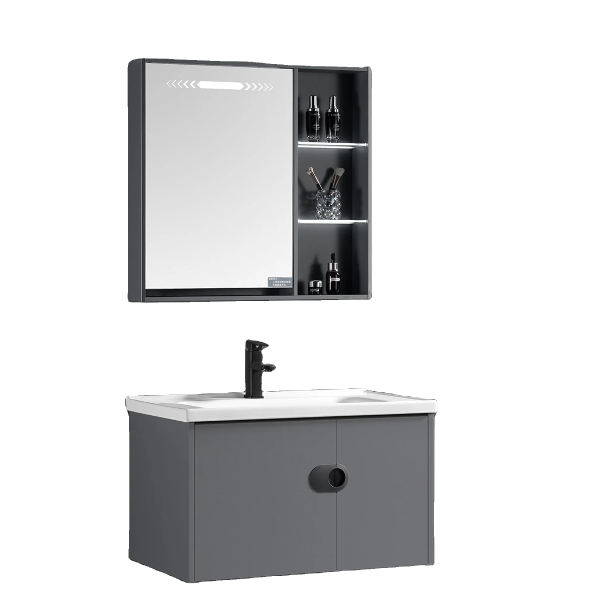 Luxury Single Basin Vanity Sink PVC Storage Bathroom Cabinet With Countertop Hand Wash Basin Sink