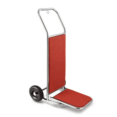  Stainless Steel Bellmans Utility Hotel Luggage Cart With Gray Carpet And Polished