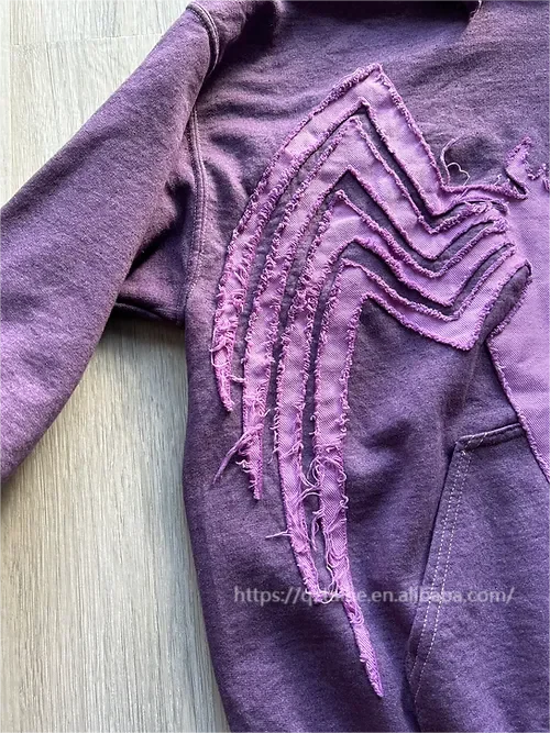 Vintage Washing Color Block Stitching 300 gsm Hoodie Trendy Oversized Embroidery Appliques Boxy Hoodie