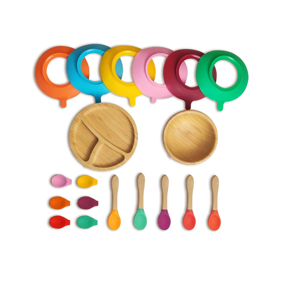 
Network sell like hot cakes 100% bamboo is BPA free Multicolor baby silicone bowl set 