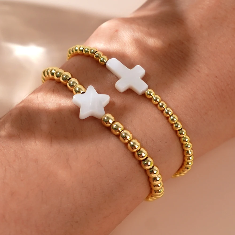 New Luxury 18k Gold Filled Beads Bracelets Women Fashion Charm Waterproof Gold Beaded Bracelet Jewelry For Gift