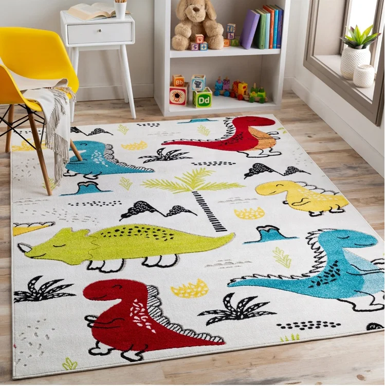 New Design Kids Bedroom Rug Anti Slip Nylon Printed Dinosaur Baby Play Floor Mat
