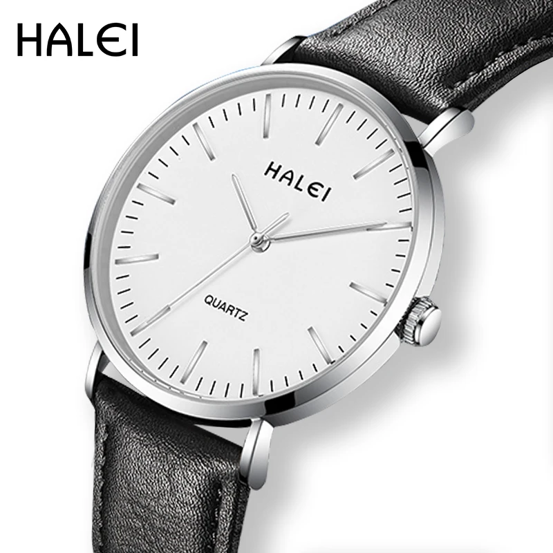 541M Halei Ultra-thin Minimalist Waterproof Men Watch High Quality Luxury Leather Wrist Men Quartz Watches