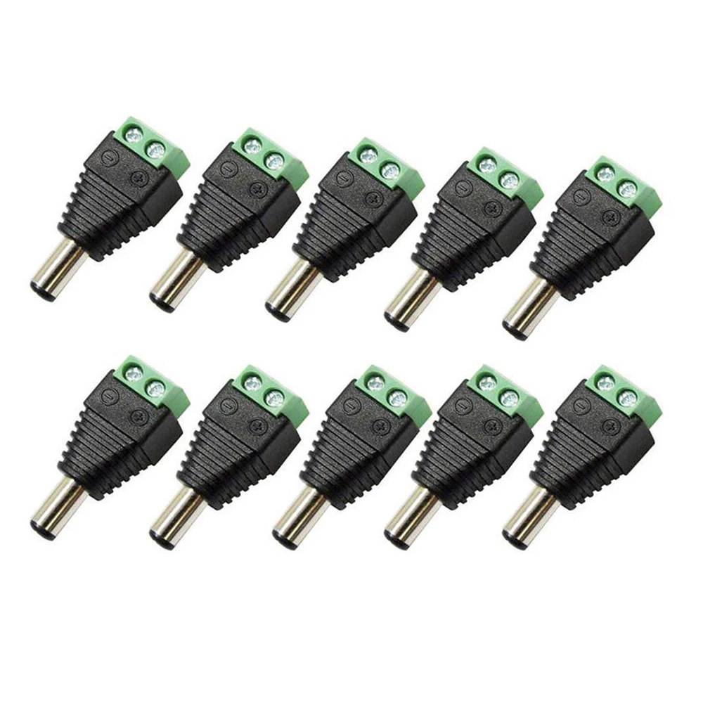 10PCS male DC Power Jack & Plug Screw-on Wire Connector for cctv camera  monitor system video surveillance  to terminal block
