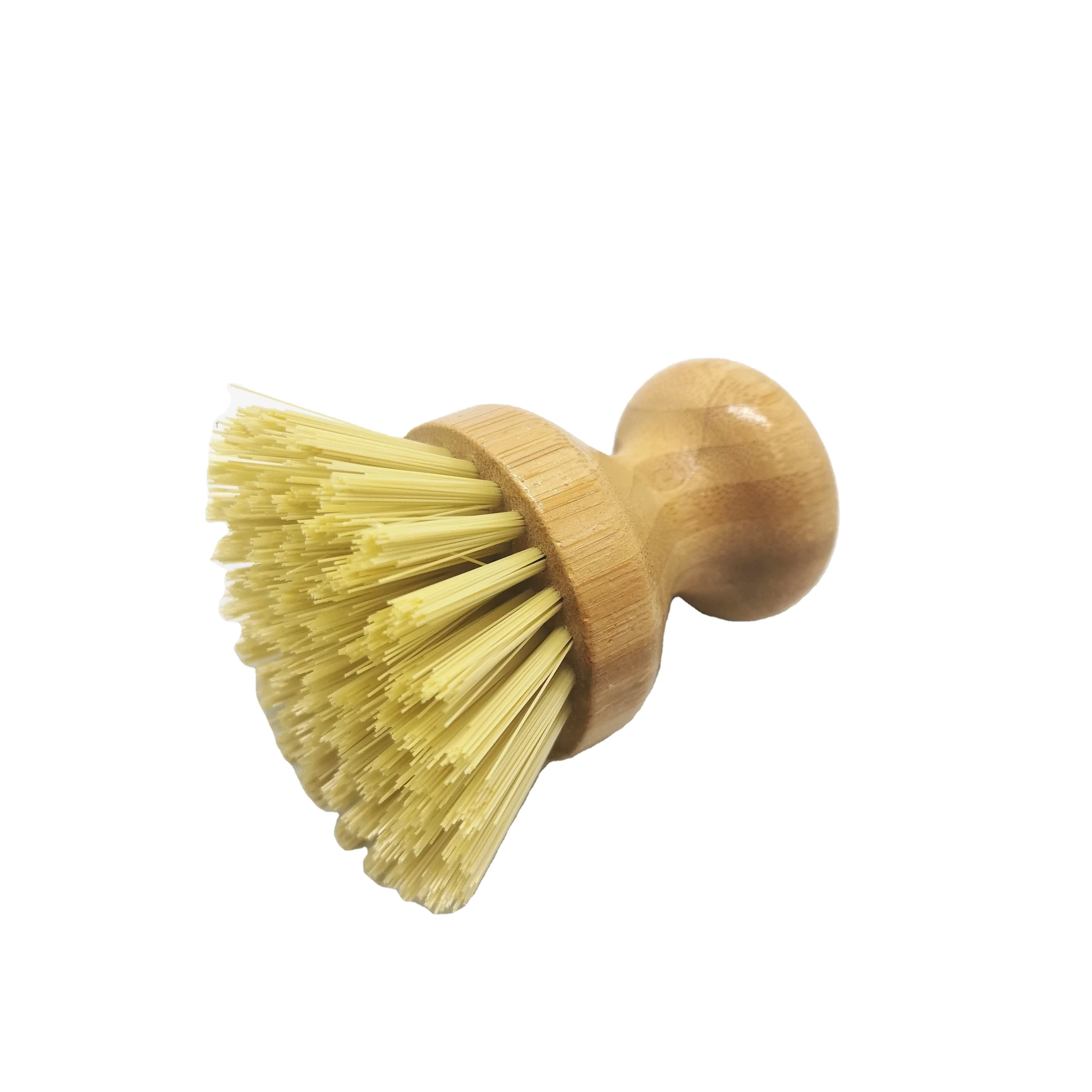 eco friendly kitchen bamboo cleaning brush wood plant short handle round dish pot scrubber