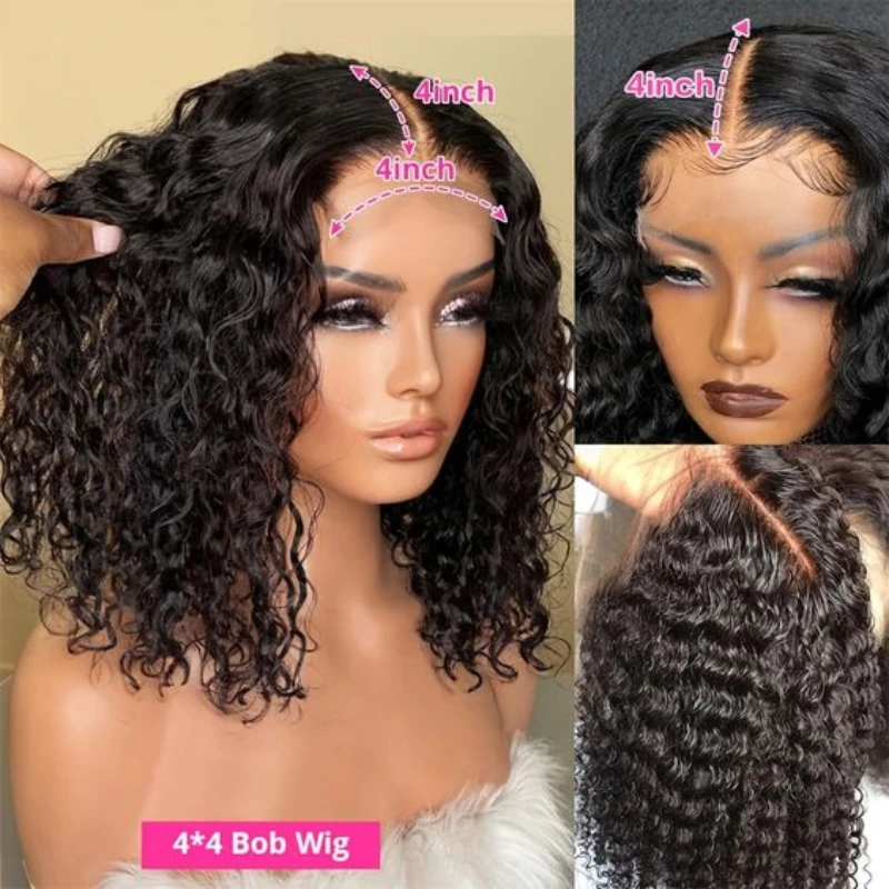 Royce Factory Raw Vietnamese Hair Wig 4x4 Lace Frontal Bob Human Hair Wigs 10 12 14 16 Inch Water Wave Bob For Black Women