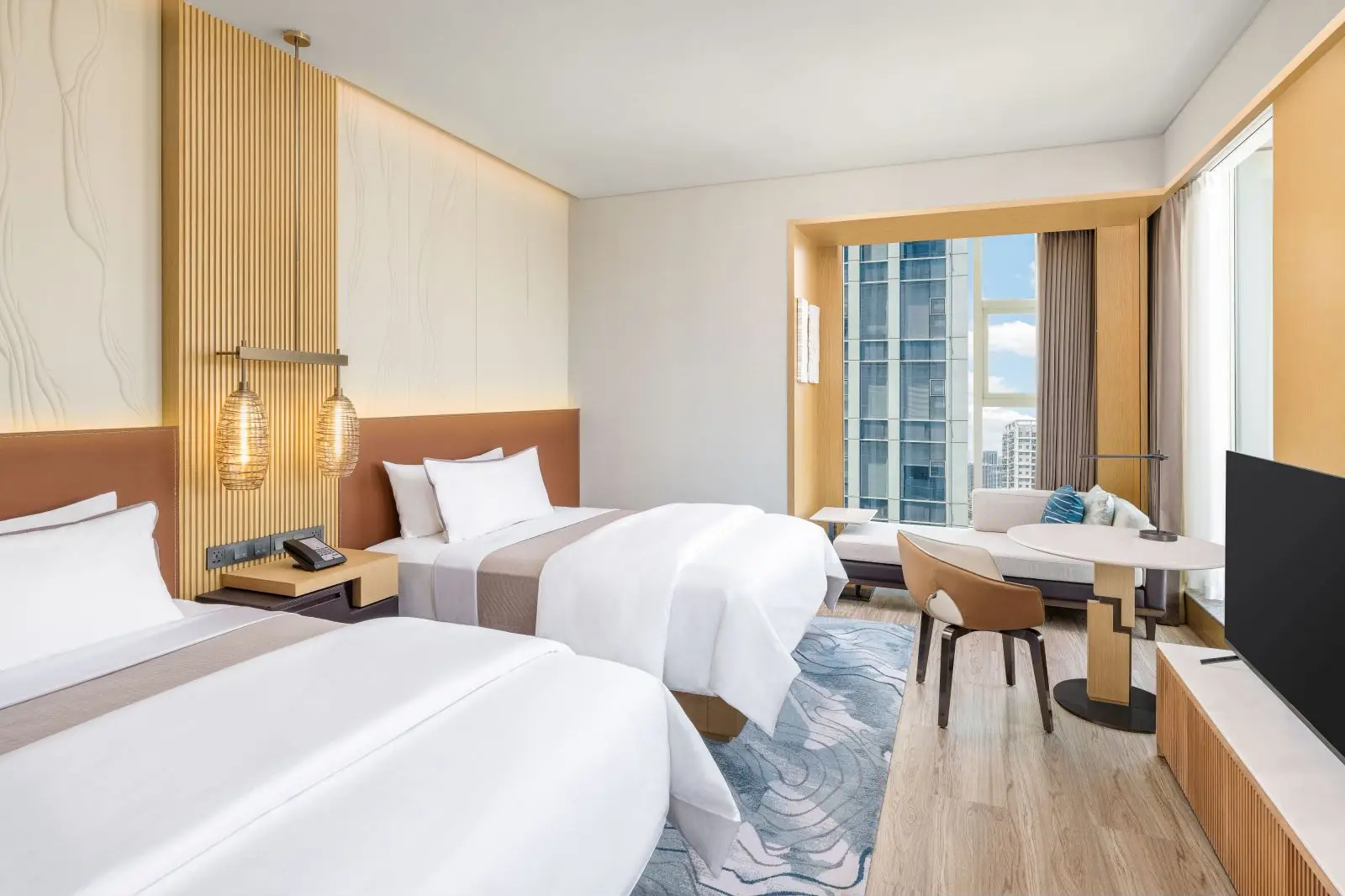 Современная обивочная ткань гостиничная мебель для спальни Marriott Resort Palm Jumeirah в ОАЭ Дубай