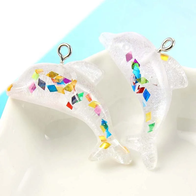Pink Green Random Color Dolphin Shape Pendant Charms Fashion Jewelry Accessories For Making Keychain Necklace