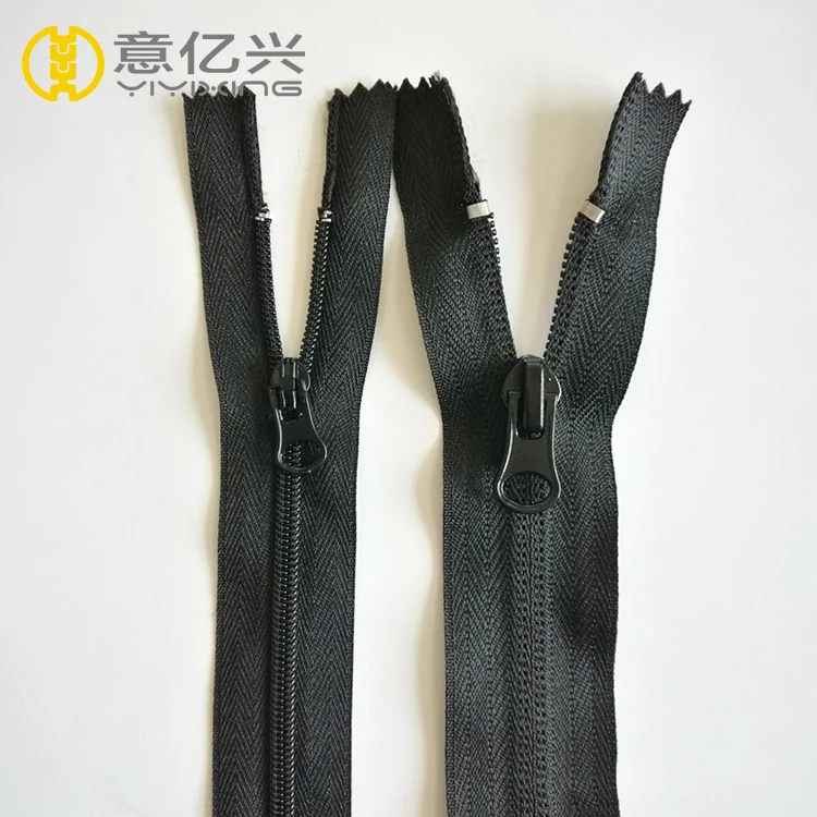 
Hidden teeth auto lock slider #5 close end black reverse nylon zipper 