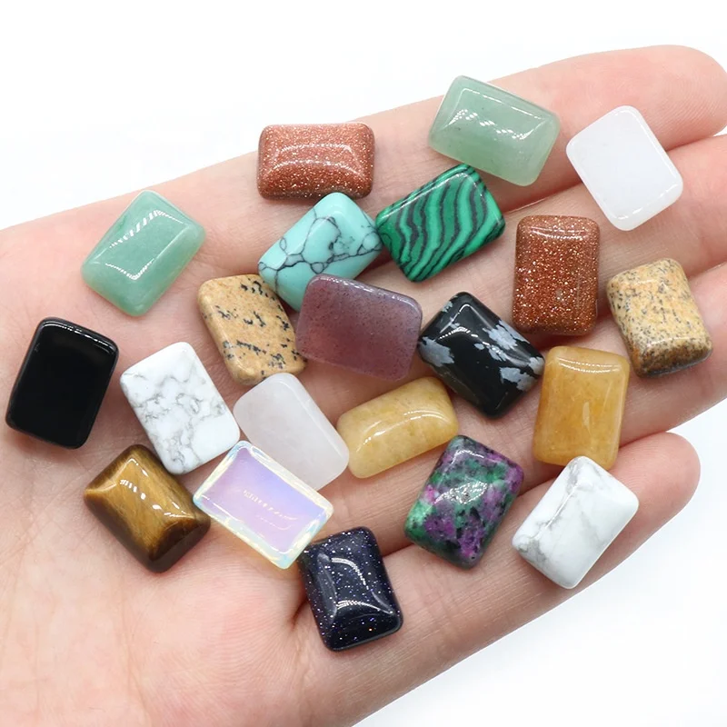Hot Sale Natural Crystal Rectangular Ring Surface Crystal rings Cabochons 10X14mm rectangular ring face