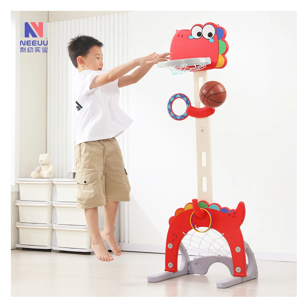 Indoor Kids Basketball Hoop Set 4 in 1 Multi Activity Play Centre-Basketball,Toddler Football Gate & Ring Hoopla - Age 1-5 Years