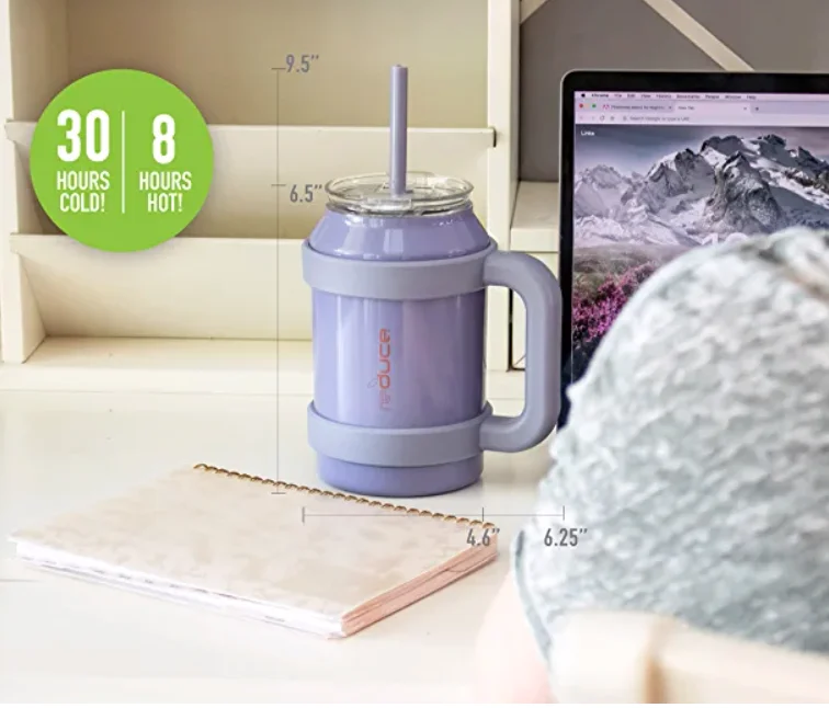 50oz stainless steel tumbler  big capacity  drinkmore Tumbler with Handle and Straw Stainless Steel water bottle