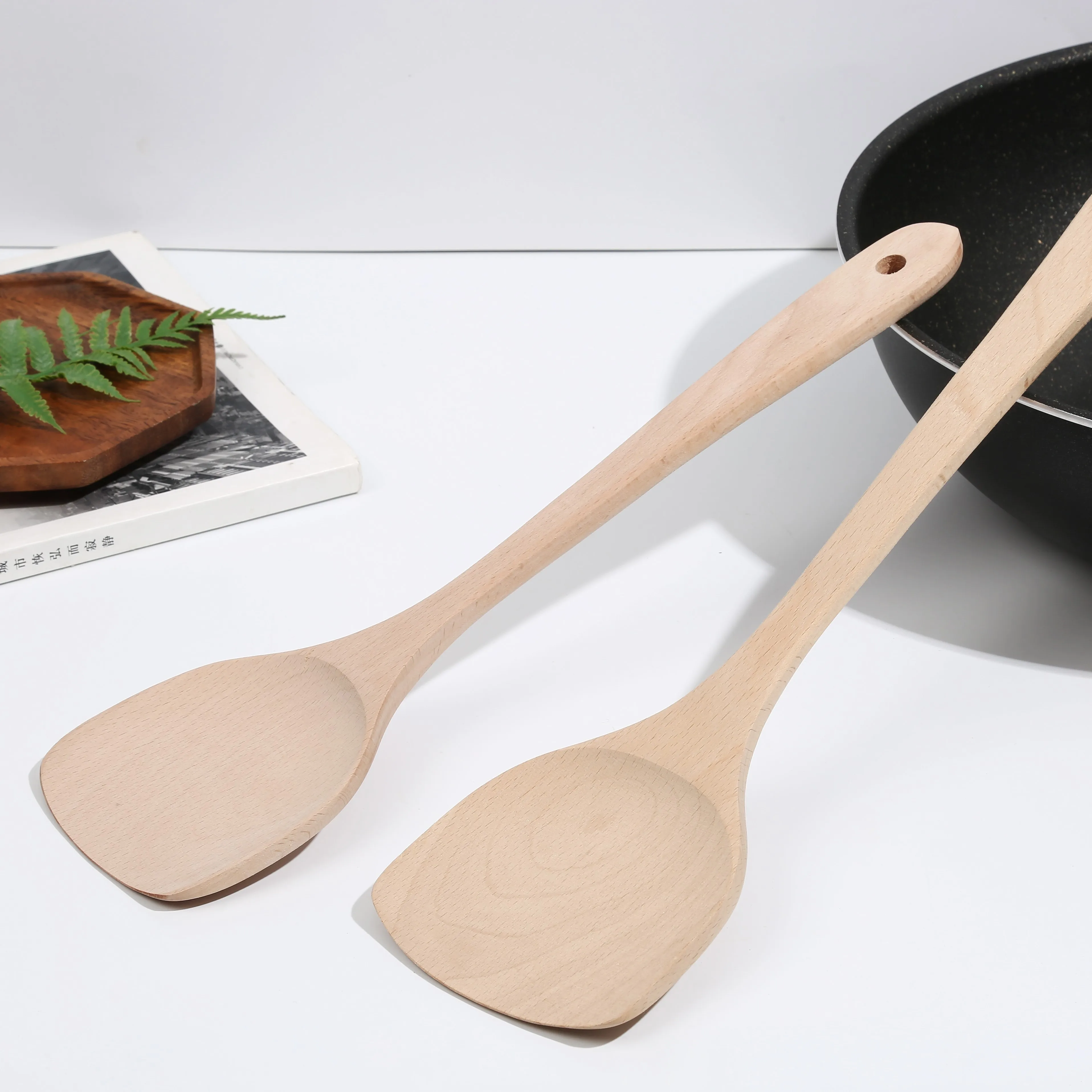 Eco Friendly Biodegradable Cooking Reusable Beech Wooden utensils Spatula Spoon Kitchen Kitchen Accessories Tools set