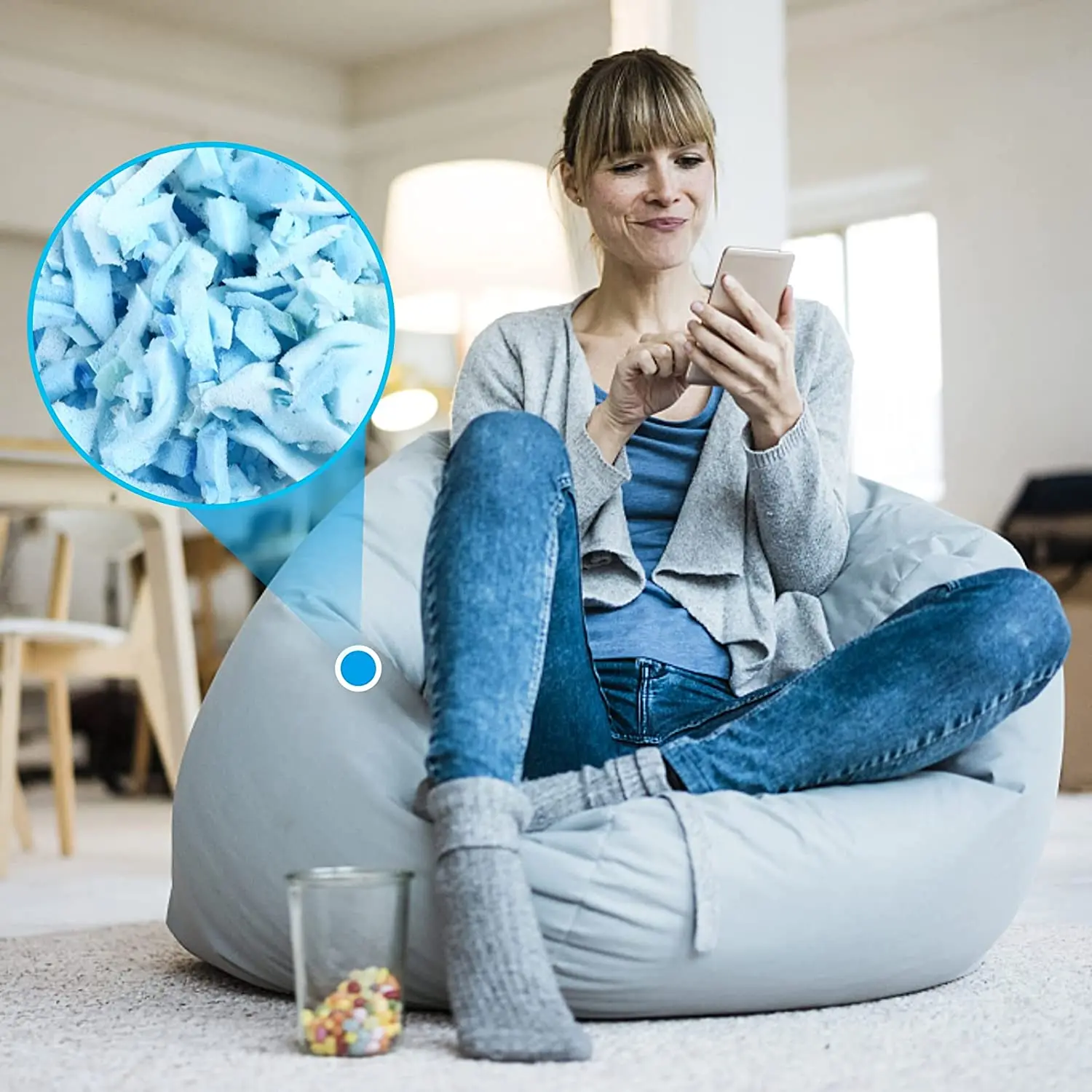 Hypoallergenic Comfortable Shredded Memory Foam Filling for Pillow, Cushion, Dog Beds, Crafts, Chair