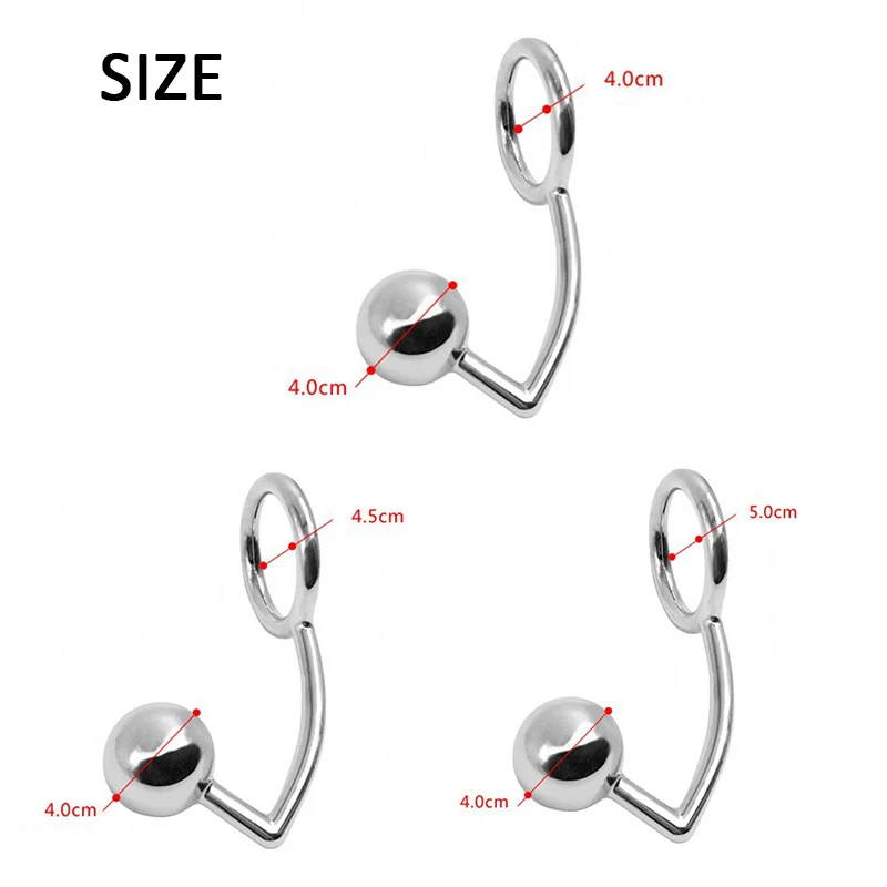 Large Size Metal Anal Ball Cock Ring Sex Toys Anal Hook