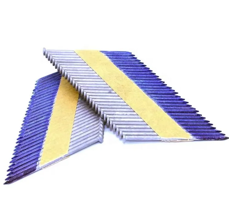 High Quality  34 Degree galvanized 3 Inch ring shank paper coated strip nails for nailer