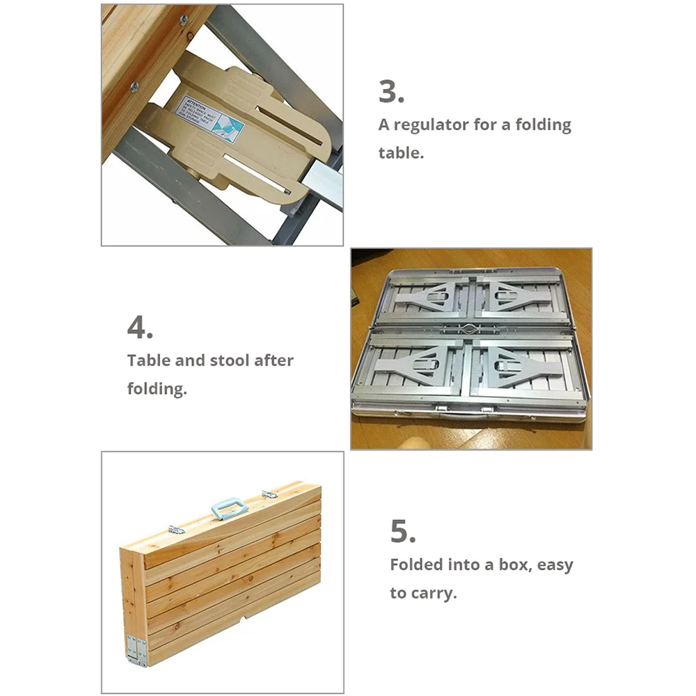 4-Seats Aluminum Alloy Portable Camping Fold Up Travel Picnic Beach Table Siamese Tables Chairs Set With Umbrella Hole