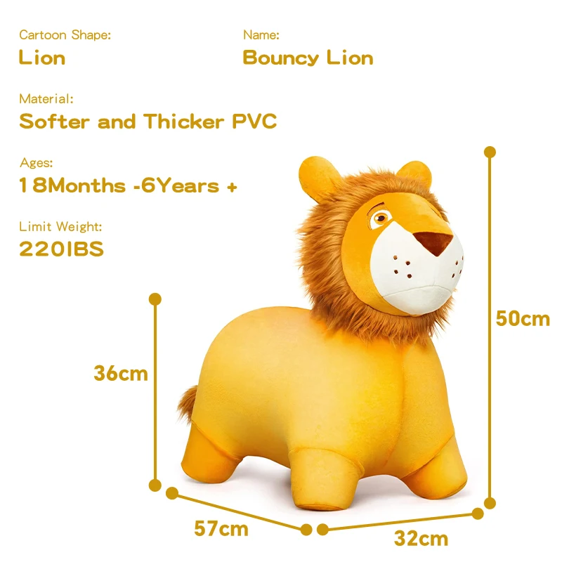 Animal Bouncy Rider Exercise Balance Plush Bouncy Animal Hopper Bouncy Lion In Cloth For Kids rubber toy horse
