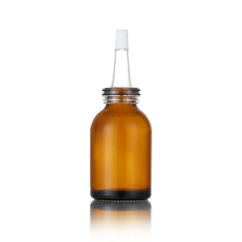 Custom 30ML amber Glass ampoule Bottles Empty Cosmetic Packaging Serum glass Vials with Dispenser tip