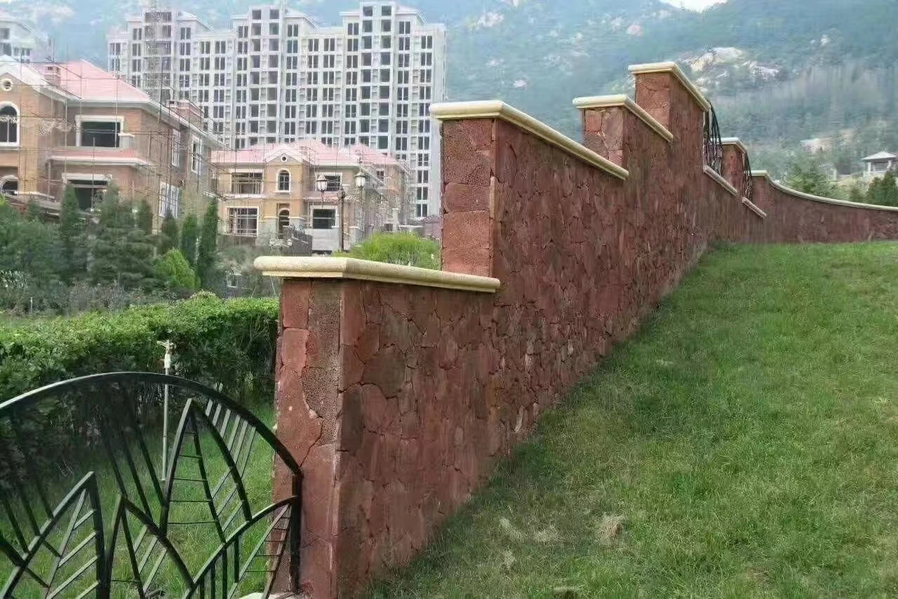 Wholesale Natural Stone Red Volcanic Basalt Lava Stone Rock Wall Cladding Brick Tiles