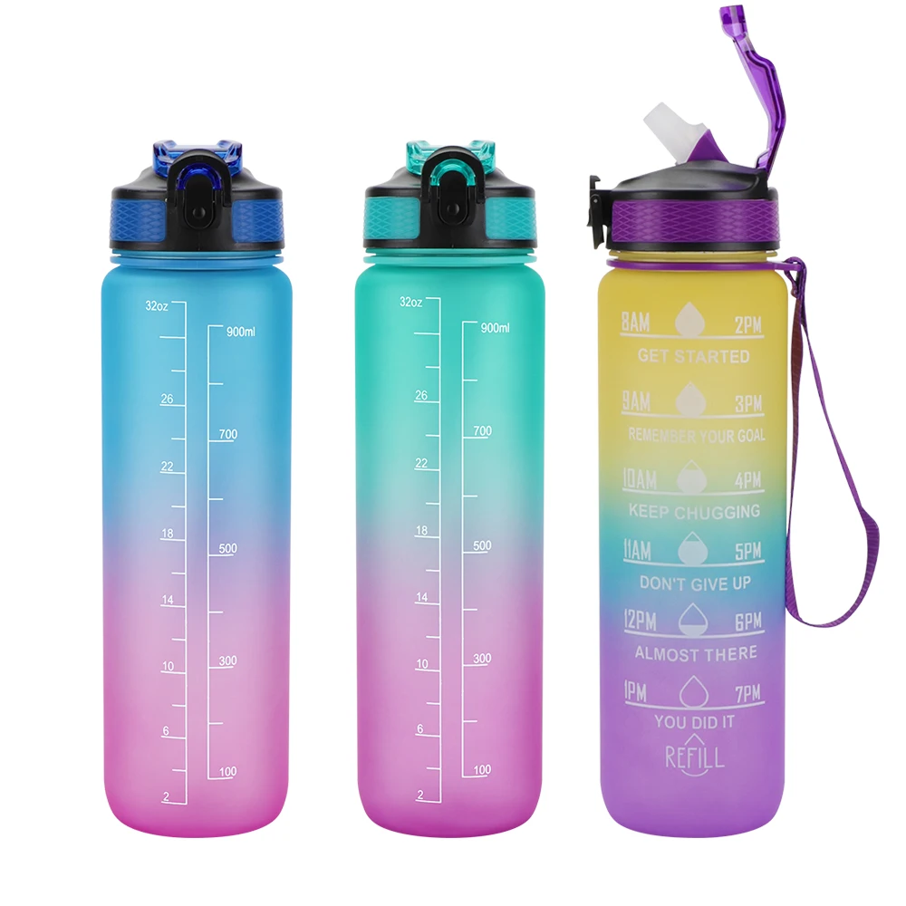 Colorful 1L Custom Logo BPA Free Gym Water Jug Sport PETG Plastic Half 1/2 Gallon Water Bottle