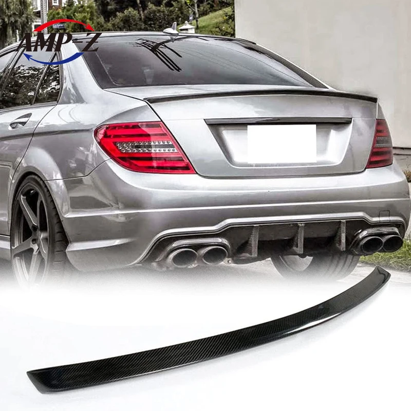 AMP-Z Factory High Quality Gloss Black Carbon Fiber Color Auto Rear spoiler For Benz C200 C300 C43 C63 AMG Car Accessories