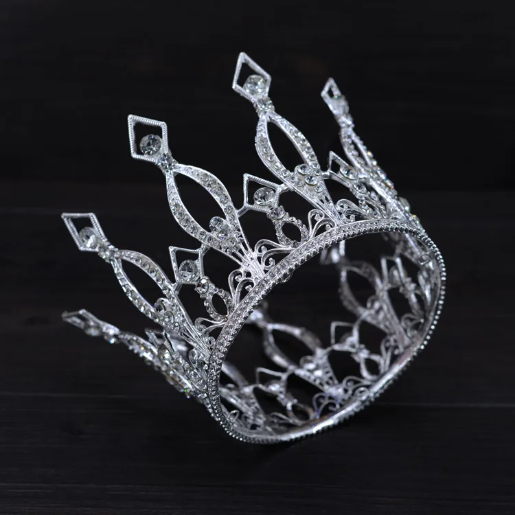 Wholesale Gold Beauty Round Pageant  Tiara  Flower Crown Full Circle Mini Cake Topper Crown For Birthday