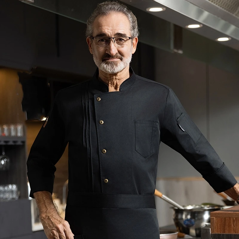 Chef Catering Work Clothes Long-sleeved Spring Autumn Winter Restaurant Uniform Canteen Fast Food Back Kitchen Chef Clothes