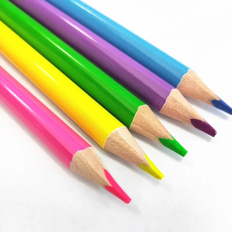 customs jumbo soft wood  triangle fluorescent  neon highlighter color pencils