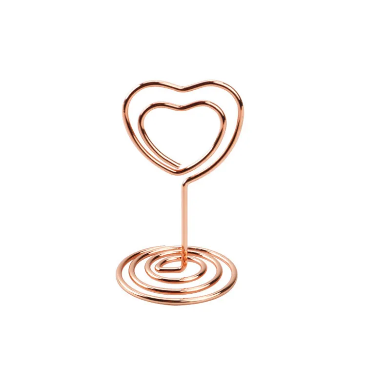 Desktop Metal Table Number Holder Wedding Table Name Card Heart Holder Clips Folder Picture Memo Note Photo Clip Stand