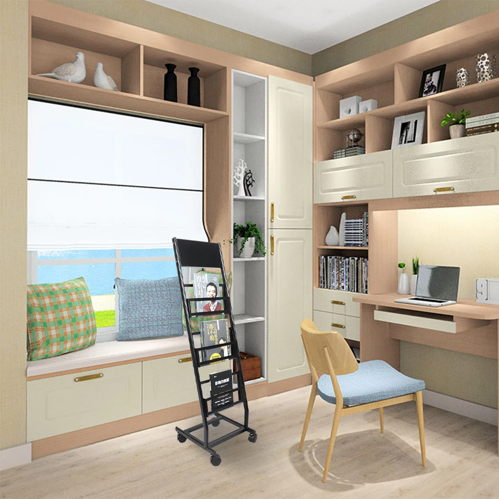 Brochure Display Stand Floor Standing Magazine Display Rack Holder Newspaper Stand with 3 Shelves