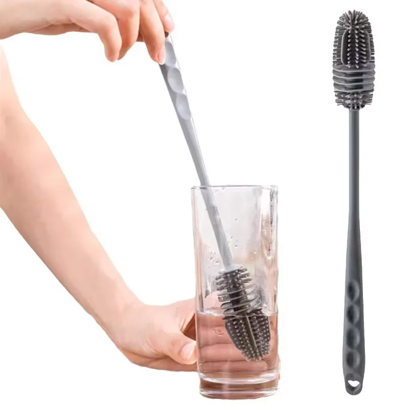 water bottle long-handled glass cleaning brush equipment long-handled glass brush silicone bottle brush