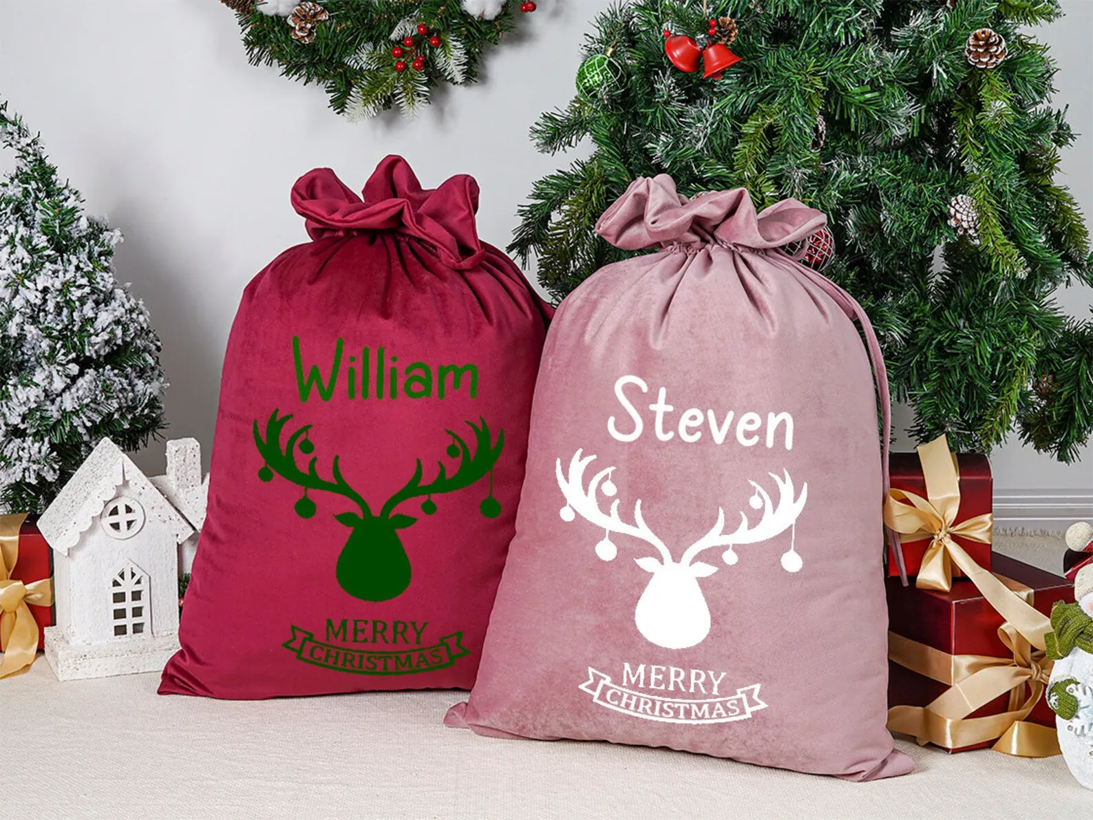 Christmas Santa bag Christmas gift bag for kids Personalised Bag for presents-Christmas