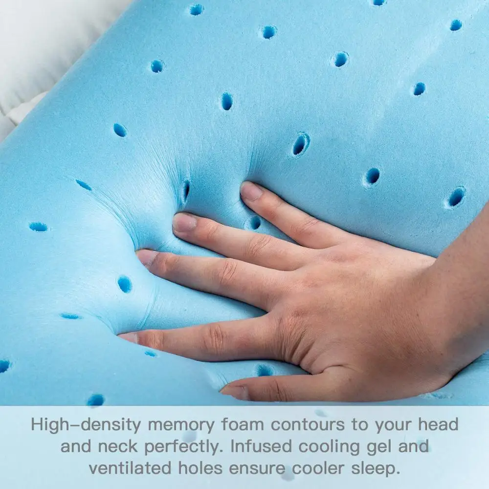 COOLING Cervical Cold Memory Foam Sleeping Pillow Anti Wrinkle Ventilated Gel Memory Foam Cool Pillow Back Sleeper Bamboo 30 Rectangle